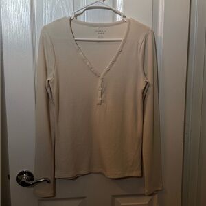 Cream Long Sleeve Henley Top